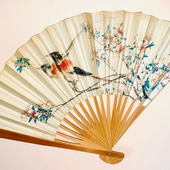 Elegant Tan and Brown Wall Fan Decor. Vintage - Picture 5 of 5